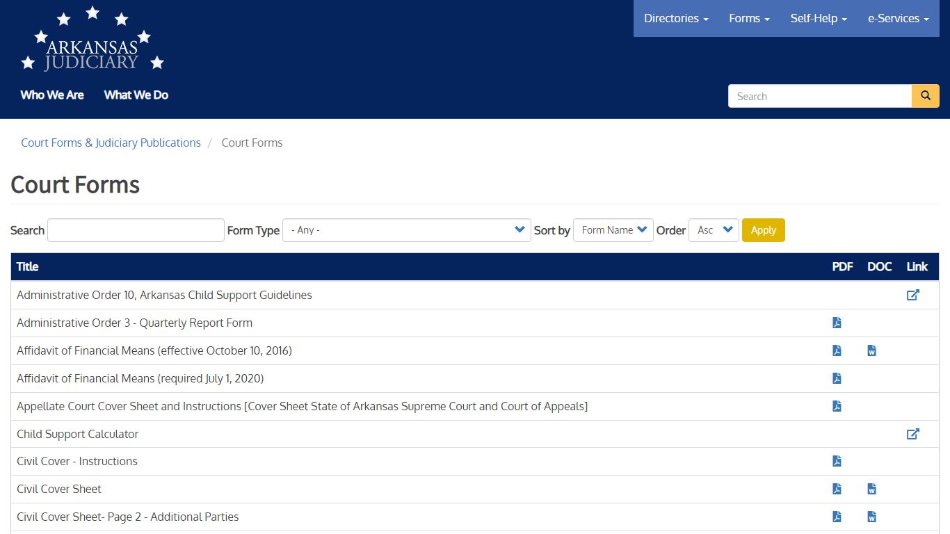 Court Forms | Arkansas Judiciary - arcourts.gov